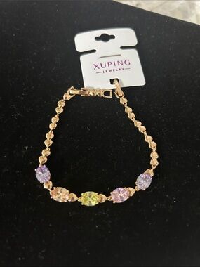 Ping Gold-Tone Bracelet with Multicolor Oval Stones